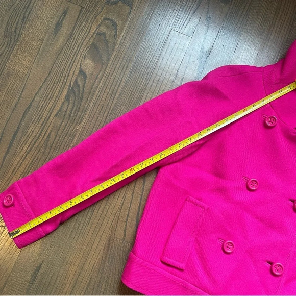 Kate Spade Double Breasted Cropped Coat 100% Wool Hot Pink XL - Picture 6 of 10